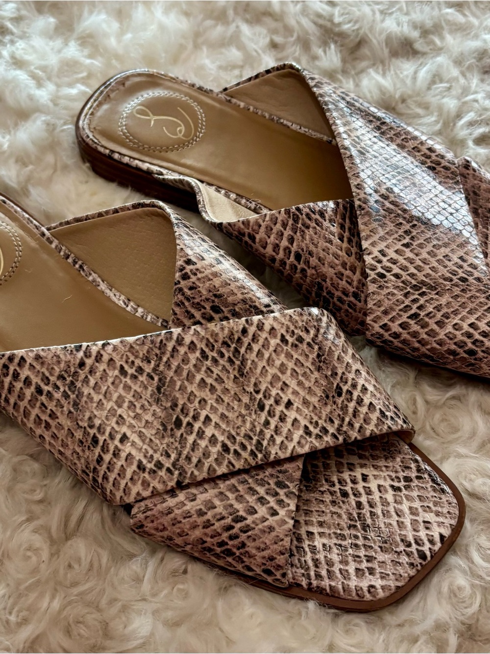 Sam Edelman Idina Snake-Print Crossover Slide Sandals - Picture 2 of 4